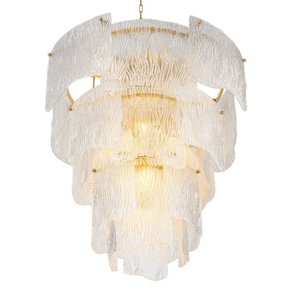 Asinara Large Chandelier - Clear Textured Glass