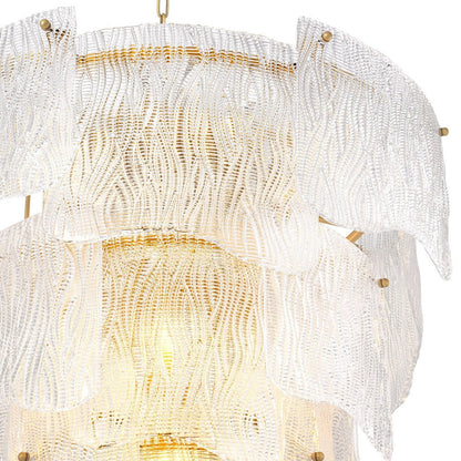 Asinara Large Chandelier - Clear Textured Glass