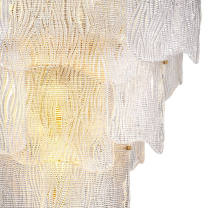 Asinara Large Chandelier - Clear Textured Glass