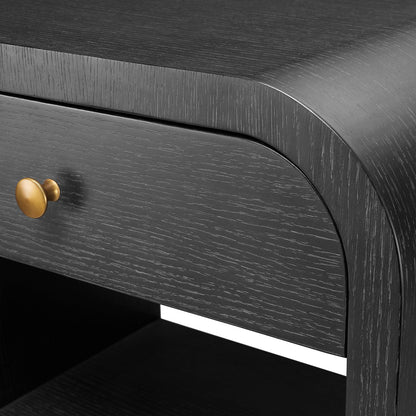Rhodes Bedside Table - Charcoal Grey Oak Veneer