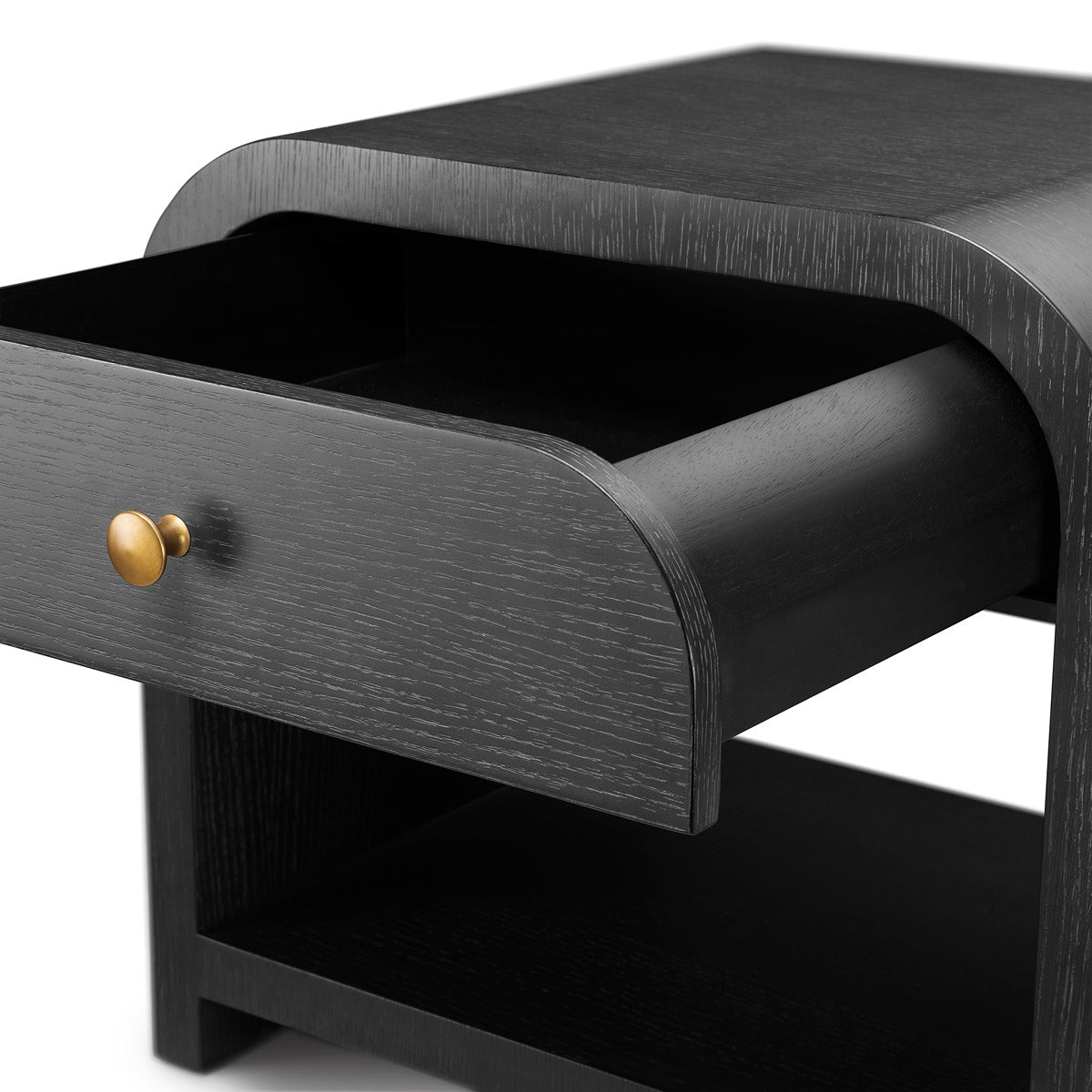 Rhodes Bedside Table - Charcoal Grey Oak Veneer