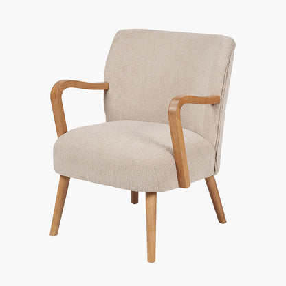 Solarno Teddy Fabric & Rubber Wood Occasional Chair - Taupe