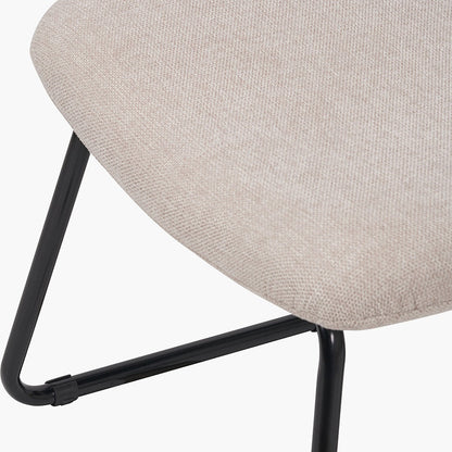 Chora Lounge Chair & Footstool - Natural Chenille & Black Metal