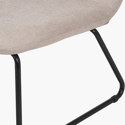 Chora Lounge Chair & Footstool - Natural Chenille & Black Metal