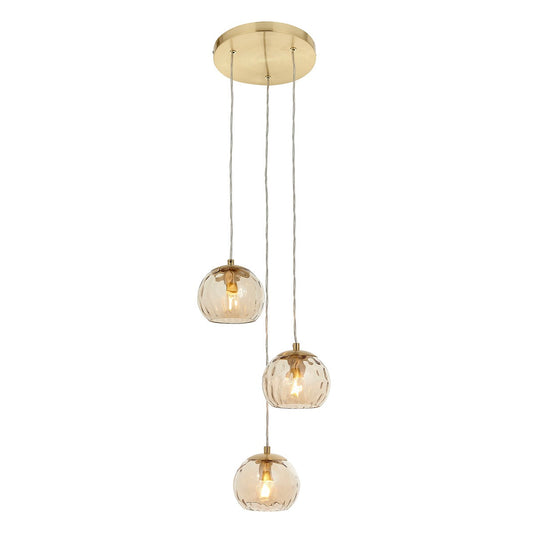 Dimple 3 Pendant Light - Satin Brass