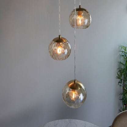 Dimple 3 Pendant Light - Satin Brass