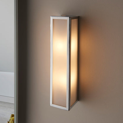 Newham Bathroom Frosted Wall Light - Chrome
