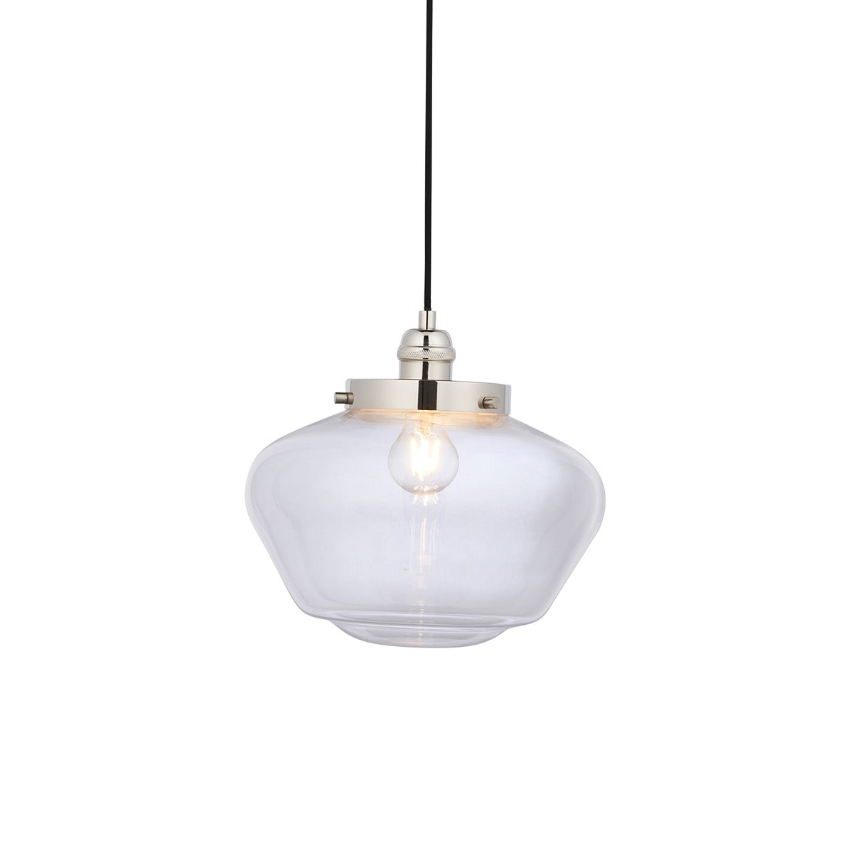 Chelsey 1 Light Pendant Light - Bright Nickel & Clear Glass