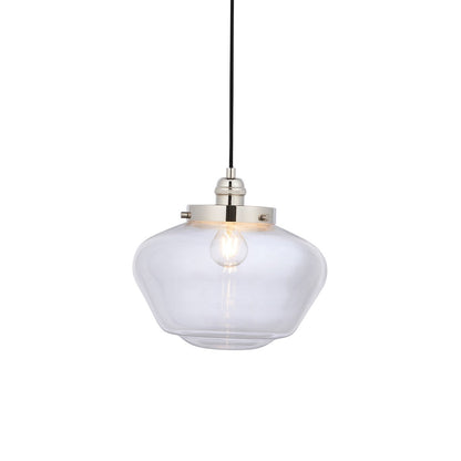 Chelsey 1 Light Pendant Light - Bright Nickel & Clear Glass
