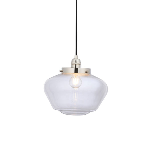 Chelsey 1 Light Pendant Light - Bright Nickel & Clear Glass
