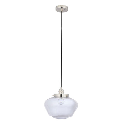 Chelsey 1 Light Pendant Light - Bright Nickel & Clear Glass