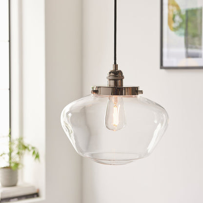 Chelsey 1 Light Pendant Light - Bright Nickel & Clear Glass
