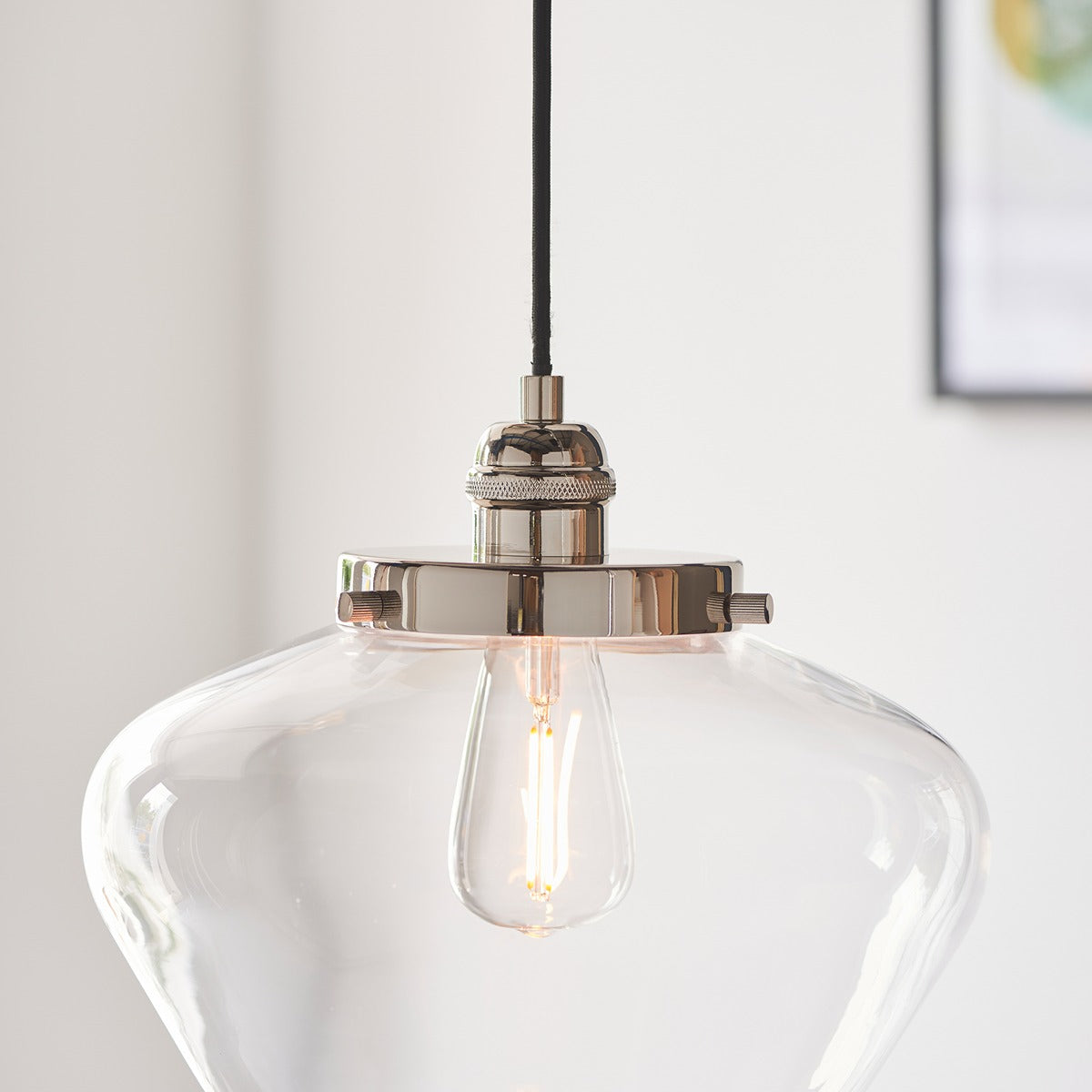 Chelsey 1 Light Pendant Light - Bright Nickel & Clear Glass