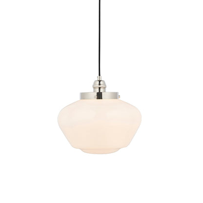 Chelsey 1 Light Pendant Light - Bright Nickel & Opal Glass
