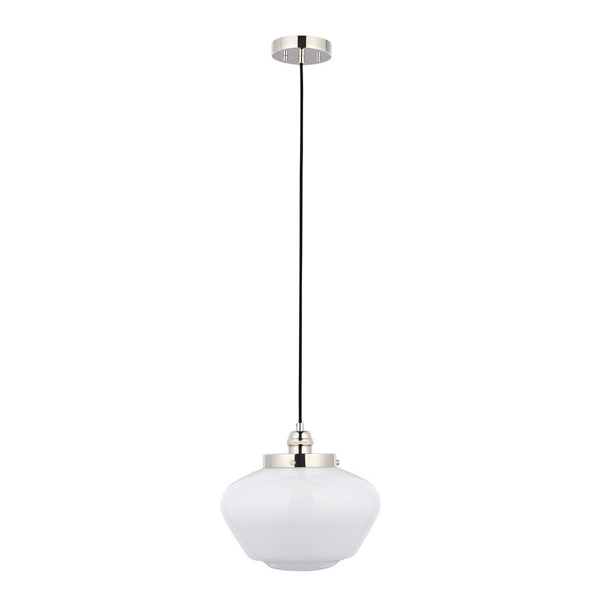 Chelsey 1 Light Pendant Light - Bright Nickel & Opal Glass