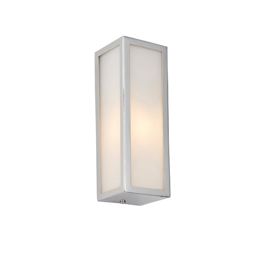 Newham Bathroom Frosted Wall Light - Chrome