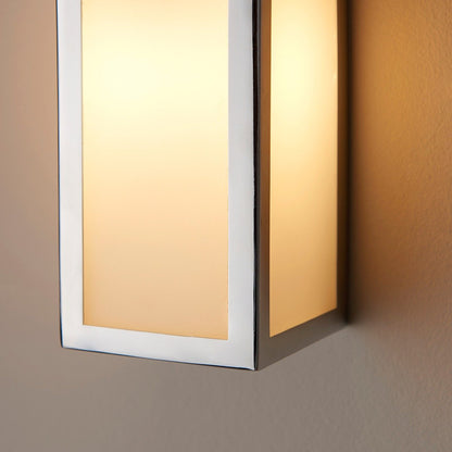 Newham Bathroom Frosted Wall Light - Chrome