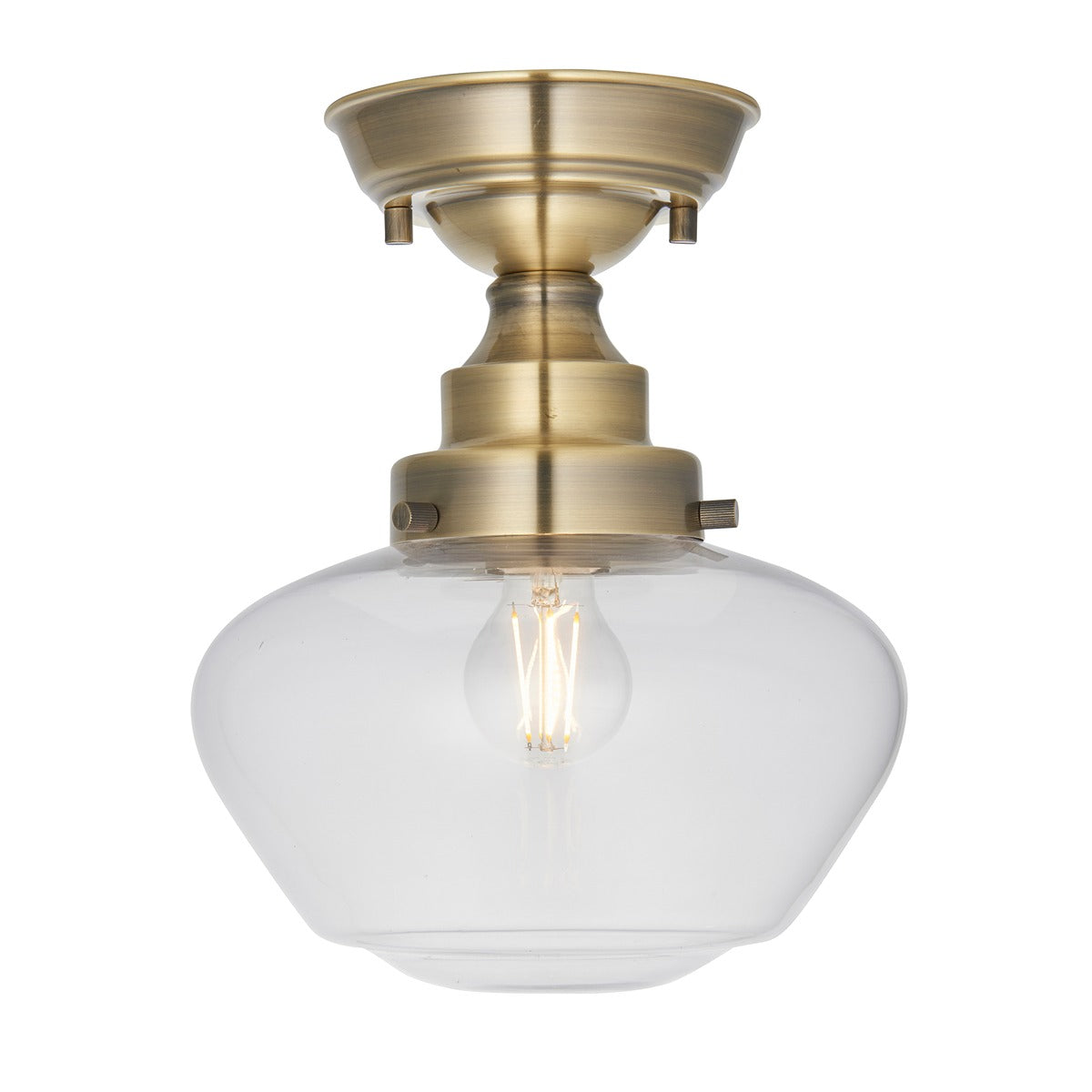 Chelsey 1 Light Ceiling Light - Antique Brass & Clear Glass