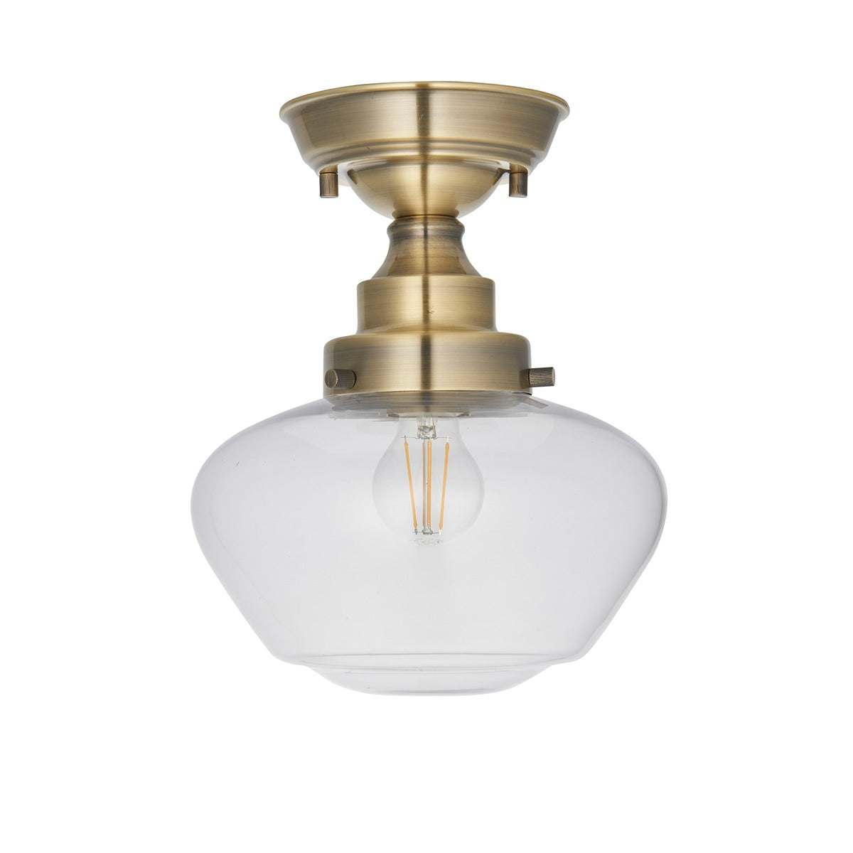 Chelsey 1 Light Ceiling Light - Antique Brass & Clear Glass