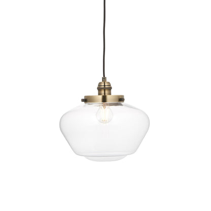 Chelsey 1 Light Pendant Light - Antique Brass & Clear Glass