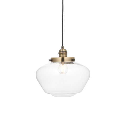 Chelsey 1 Light Pendant Light - Antique Brass & Clear Glass