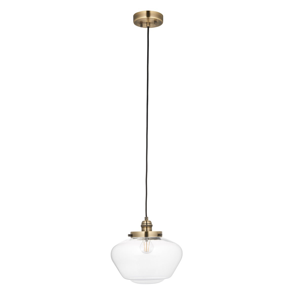 Chelsey 1 Light Pendant Light - Antique Brass & Clear Glass