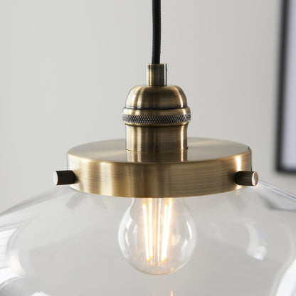 Chelsey 1 Light Pendant Light - Antique Brass & Clear Glass