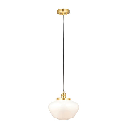 Chelsey 1 Light Pendant Light - Brass & Opal Glass
