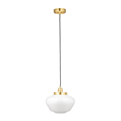 Chelsey 1 Light Pendant Light - Brass & Opal Glass