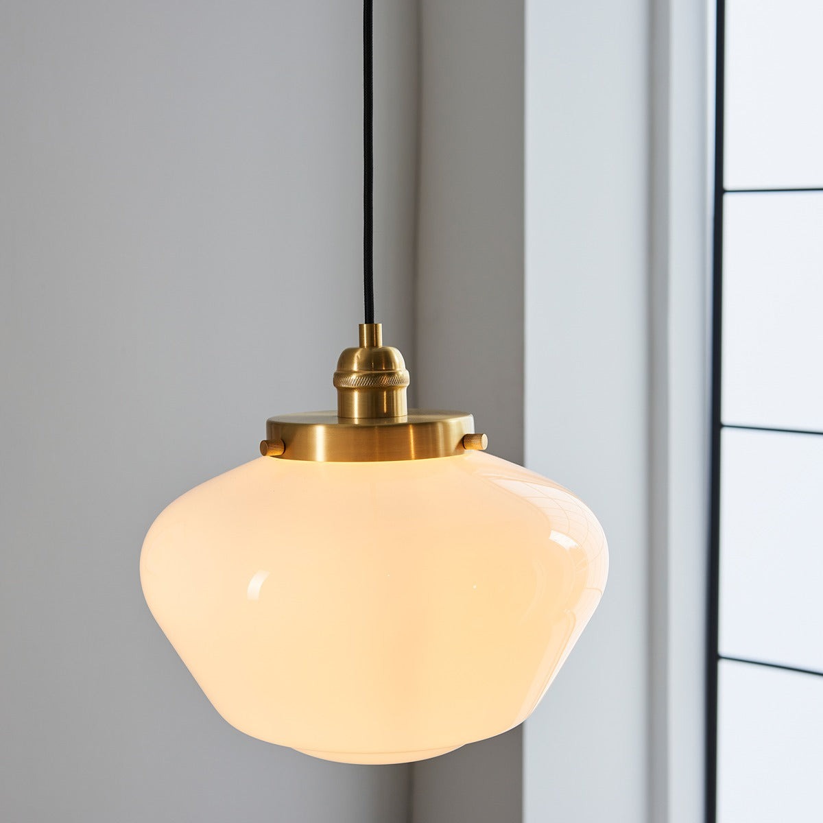 Chelsey 1 Light Pendant Light - Brass & Opal Glass