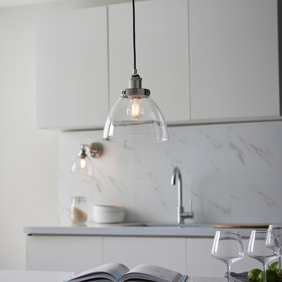 Hendon 1 Light Pendant Light - Bright Nickel