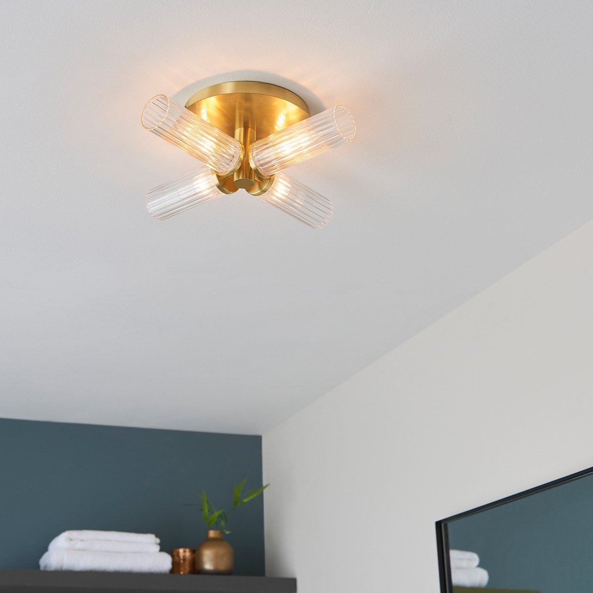 Talo 4 Bathroom Ceiling Light - Brass
