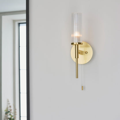 Talo Glass Bathroom Wall Light - Brass