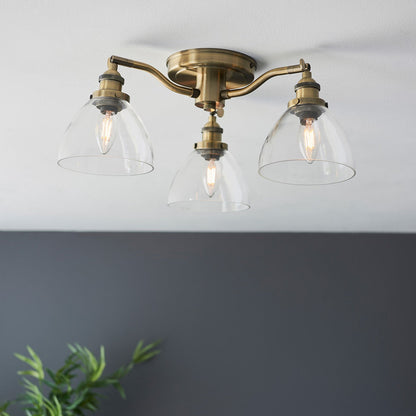 Hansen 3 Ceiling Light - Antique Brass