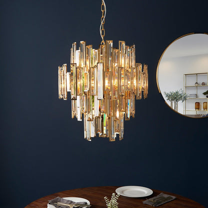 Vivienne 12 Light Pendant Light - Gold/Champagne Crystal