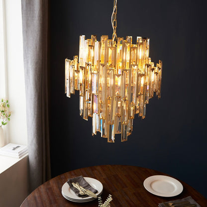 Vivienne 12 Light Pendant Light - Gold/Champagne Crystal