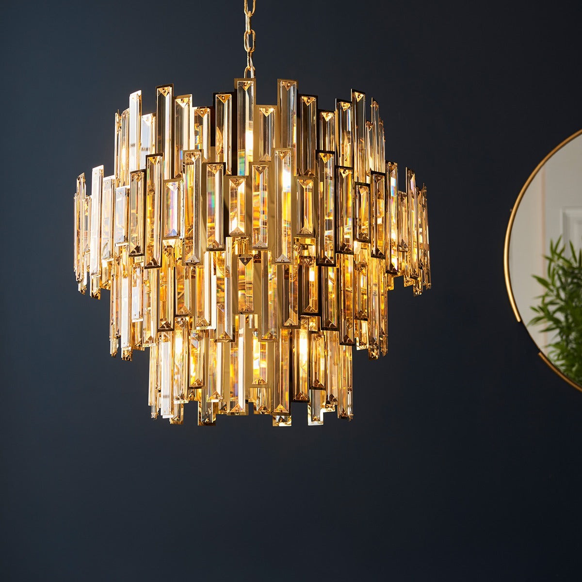 Vivienne 15 Light Pendant Light - Gold/Champagne Crystal
