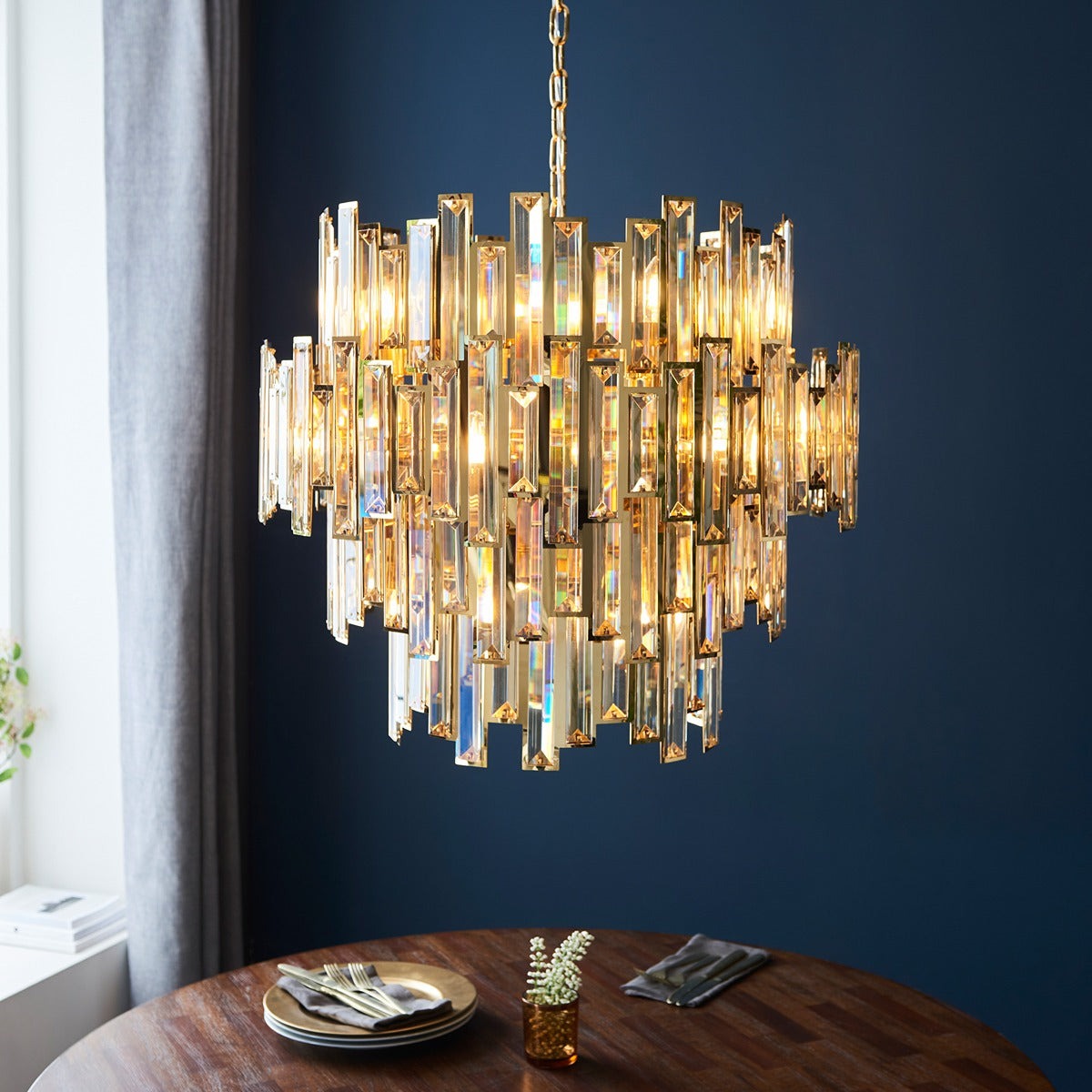 Vivienne 15 Light Pendant Light - Gold/Champagne Crystal