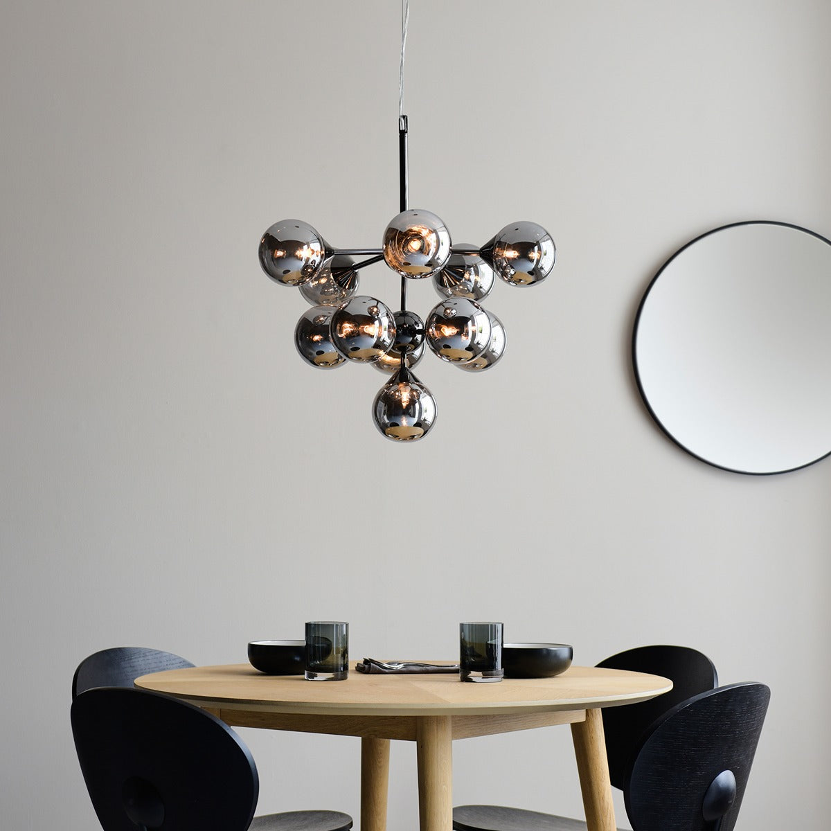 Oscar 11 Pendant Light - Smoked Black & Chrome