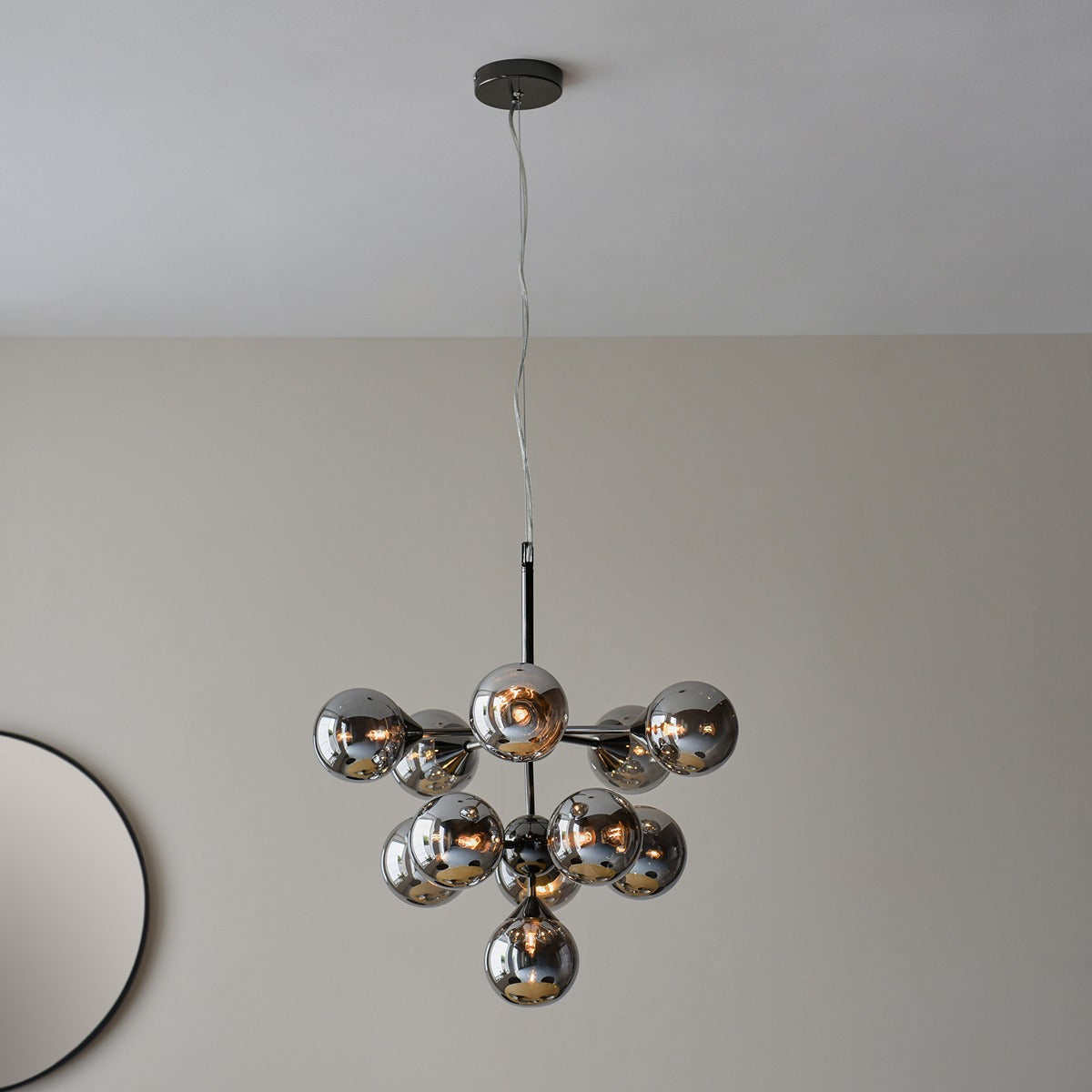 Oscar 11 Pendant Light - Smoked Black & Chrome