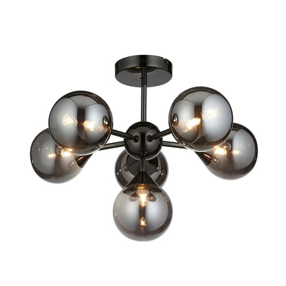 Oscar 6 Ceiling Light - Smoked Black & Chrome