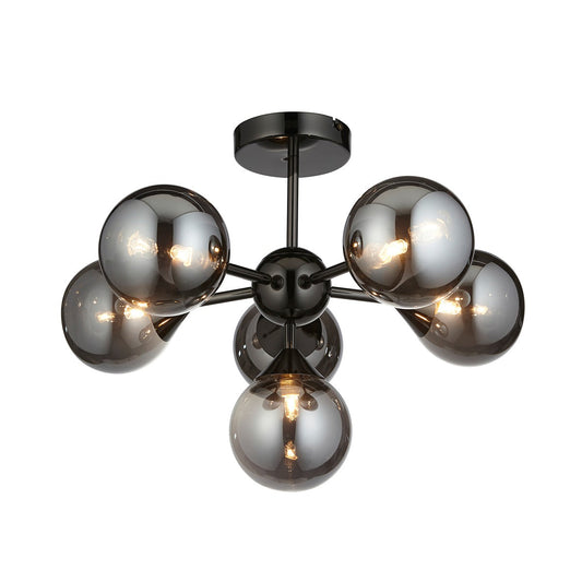 Oscar 6 Ceiling Light - Smoked Black & Chrome