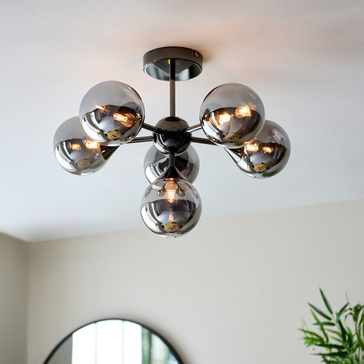 Oscar 6 Ceiling Light - Smoked Black & Chrome
