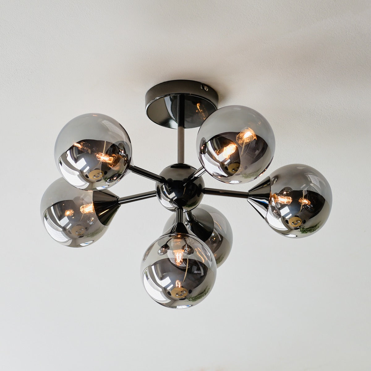 Oscar 6 Ceiling Light - Smoked Black & Chrome