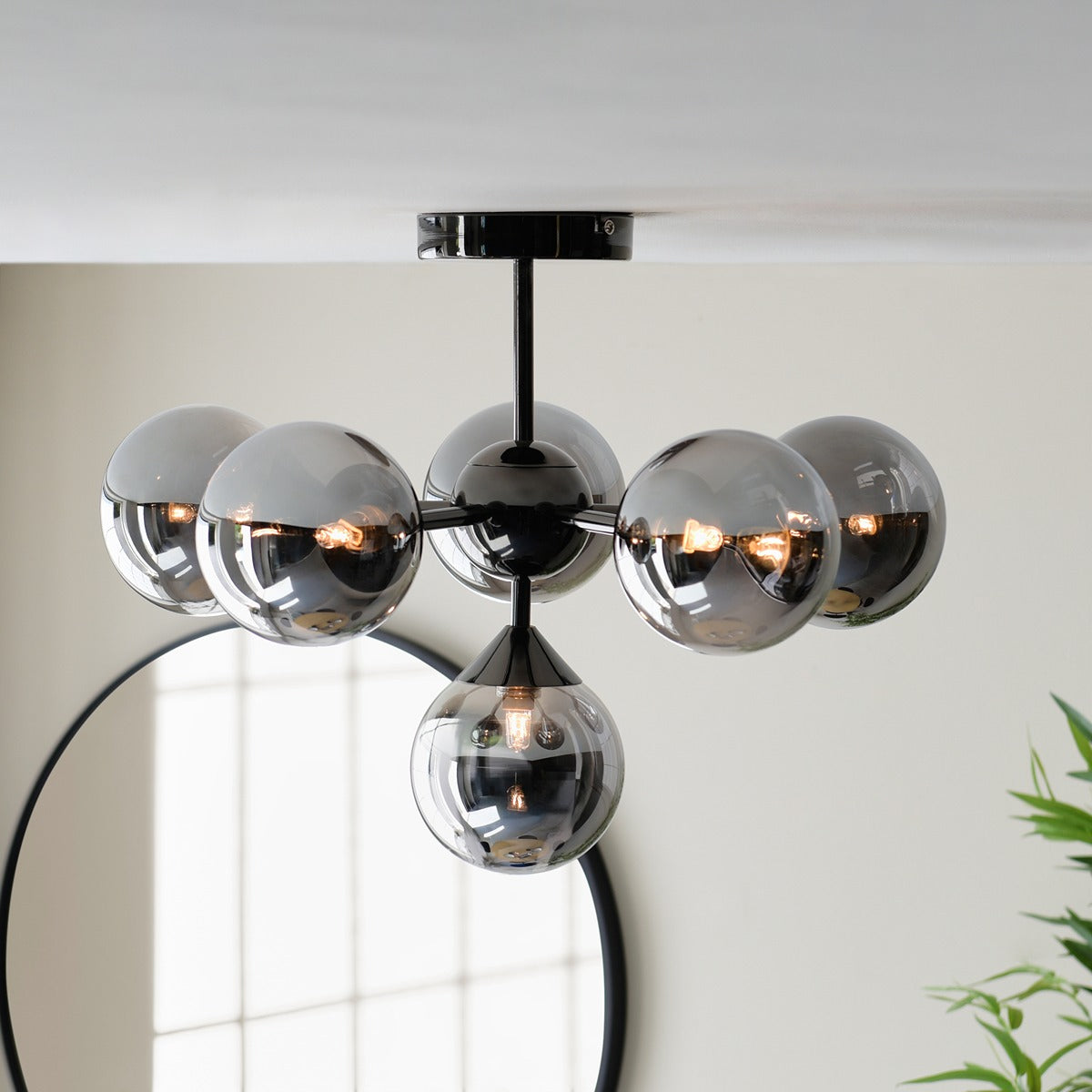 Oscar 6 Ceiling Light - Smoked Black & Chrome