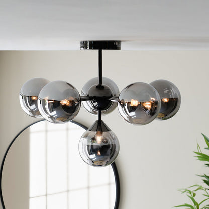 Oscar 6 Ceiling Light - Smoked Black & Chrome