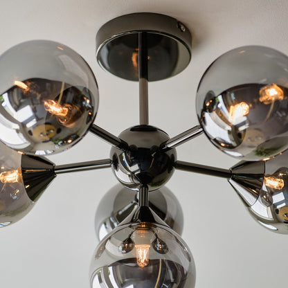 Oscar 6 Ceiling Light - Smoked Black & Chrome