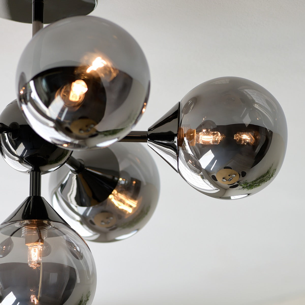 Oscar 6 Ceiling Light - Smoked Black & Chrome