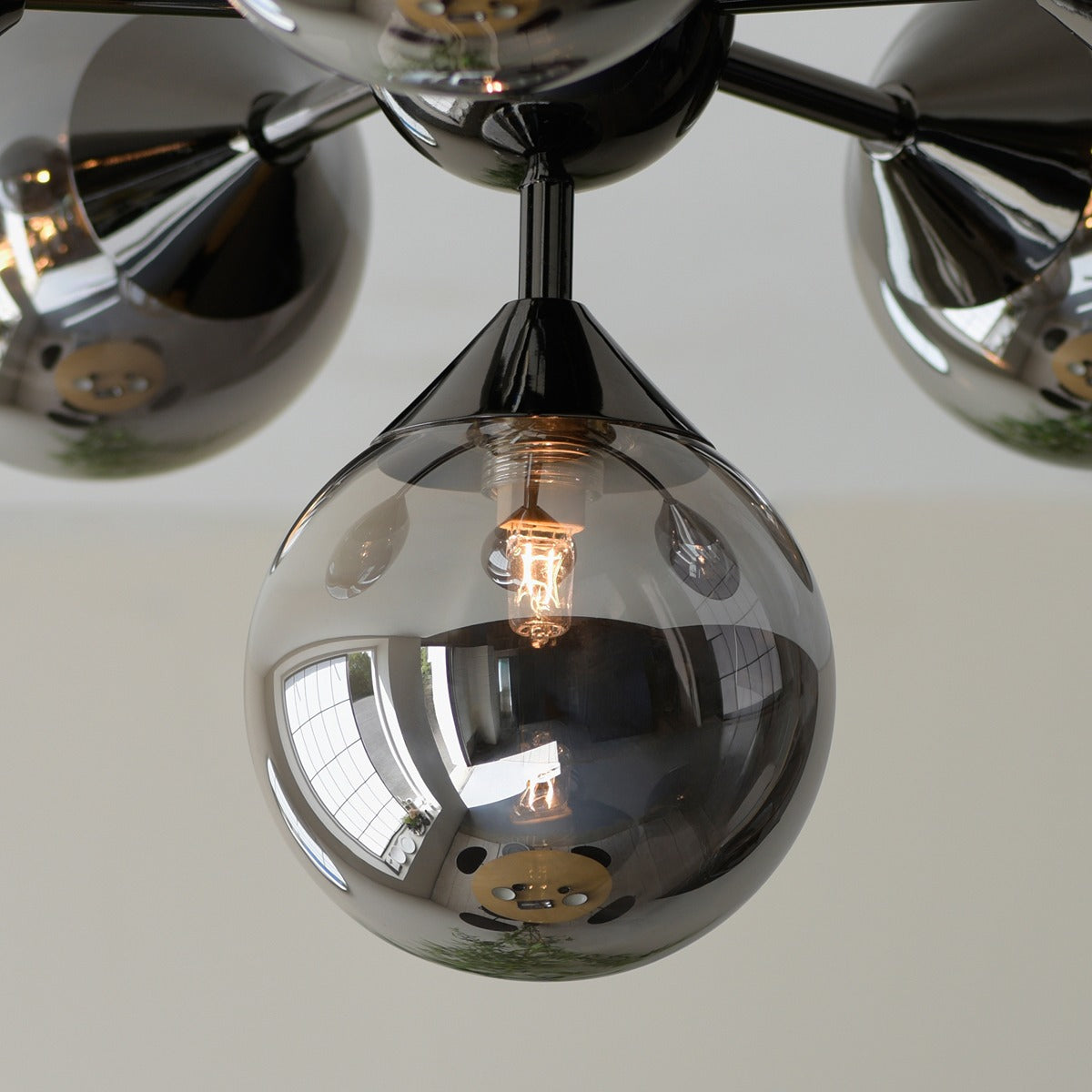 Oscar 6 Ceiling Light - Smoked Black & Chrome