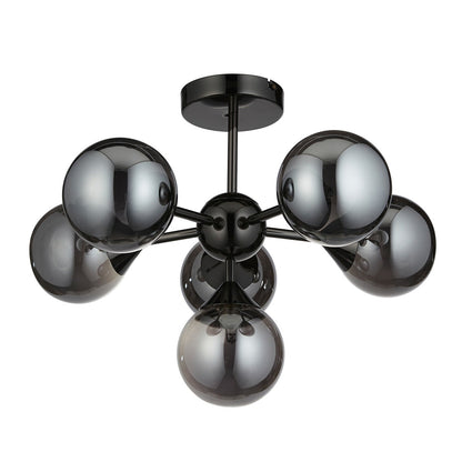Oscar 6 Ceiling Light - Smoked Black & Chrome